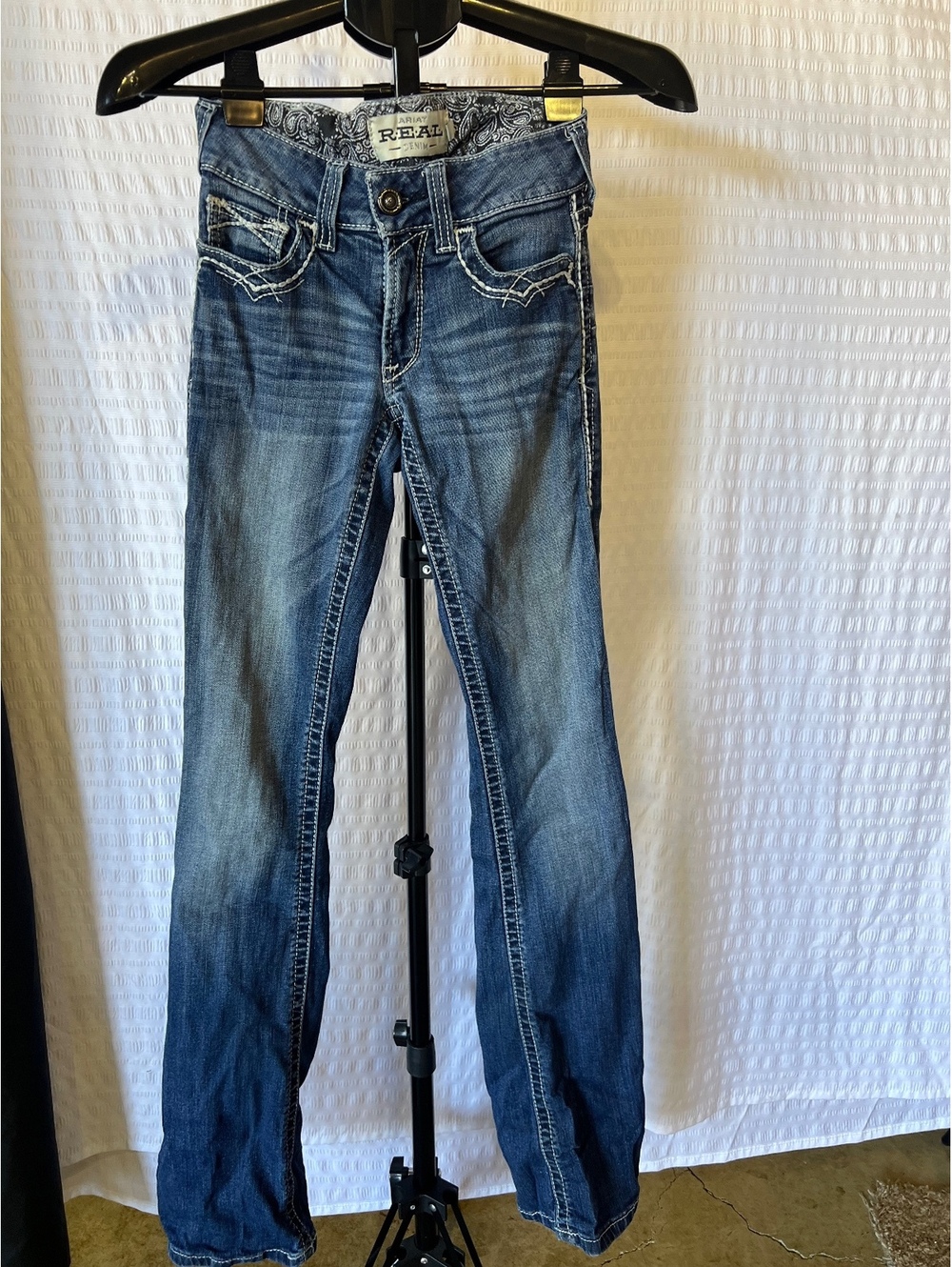 Ariat R.E.A.L. Denim Mid Rise Bootcut Jeans 25L Long Western Embroidered
